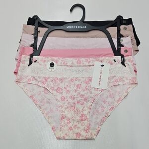 Lucky Brand Woman Floral Hipsters Set - Pink and Black